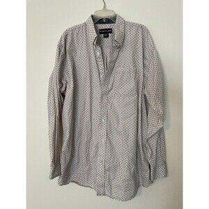 Pintlar Men's Brown White Geo Western Button Up Long Sleeve Shirt 2XLT